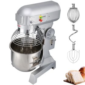 VEVOR Commercial Food Mixer 15Qt 600W 3 Speeds Adjustable 110/178/390 RPM Heavy Duty 110V with Stainless Steel Bowl Dough Hooks Whisk Beater Prem
