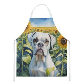 Boxer in Sunflowers Apron Cooking Kitchen Server Baking Crafts Gardening for Adult Women Men, Unisex, Large, Multicolor