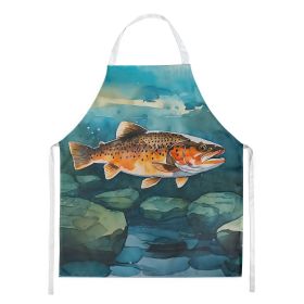 Brown Trout Apron Cooking Kitchen Server Baking Crafts Gardening for Adult Women Men, Unisex, Large, Multicolor
