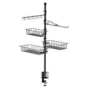 1Pc Griddle Caddy With Paper Towel Holder Hook Baskets BBQ Accessories Storage Rack Vertical Standing BBQ Organizer Grill Utensil Storage Fit For (Color: Black)