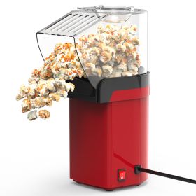 Hot Air Popcorn Popper Maker With Measure Cup And Butter Warmer 1200W Oil-Free Easy To Use 8Cups Mini Popcorn Maker Machine For Home (Color: Red)