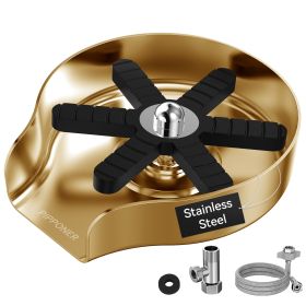 PIPPONER Metal Glass Rinser For Kitchen Sink, 5-inch High Pressure Cup Washer With Hose, Stainless Steel Glass Washer For Sink, DIY Sink Bottle W (Option: Brushed Gold)