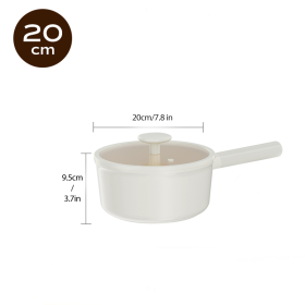 2 Piece Set 6.3 Inch,7.87 Inch ,1.5 QT,3 QT, Aluminum Mini Pots With Detachable Handles And Glass Lids ,Free Of PFOA,PFOS, Dishwasher Safe, Compa (Option: 20cm-White)