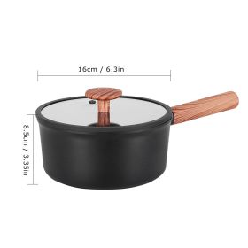 2 Piece Set 6.3 Inch,7.87 Inch ,1.5 QT,3 QT, Aluminum Mini Pots With Detachable Handles And Glass Lids ,Free Of PFOA,PFOS, Dishwasher Safe, Compa (Option: 16cm-Black)