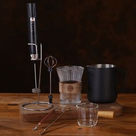 1 Milk Frother With Stand Handheld Frothing Electric Whisk With ; Speed Blender; Milk Froth; Mini Blender And Coffee Blender Froth Smoothie; Latt (Color: Black)