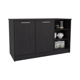 Mars Kitchen Island Two Cabinets, Three Open Shelves (Color: Black Wengue)