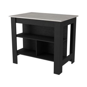 Brooklyn Kitchen Island, Three Concealed Shelves (Color: as Pic)
