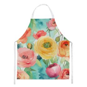 Ranunculus in Watercolor Apron Cooking Kitchen Server Baking Crafts Gardening for Adult Women Men, Unisex, Large, Multicolor (default: default)