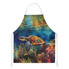 Loggerhead Sea Turtle Apron Cooking Kitchen Server Baking Crafts Gardening for Adult Women Men, Unisex, Large, Multicolor (default: default)